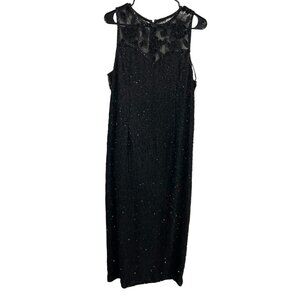 Vintage Brillante By J.A. Black Beaded Silk Long Evening Dress Sz XLP FLAWED